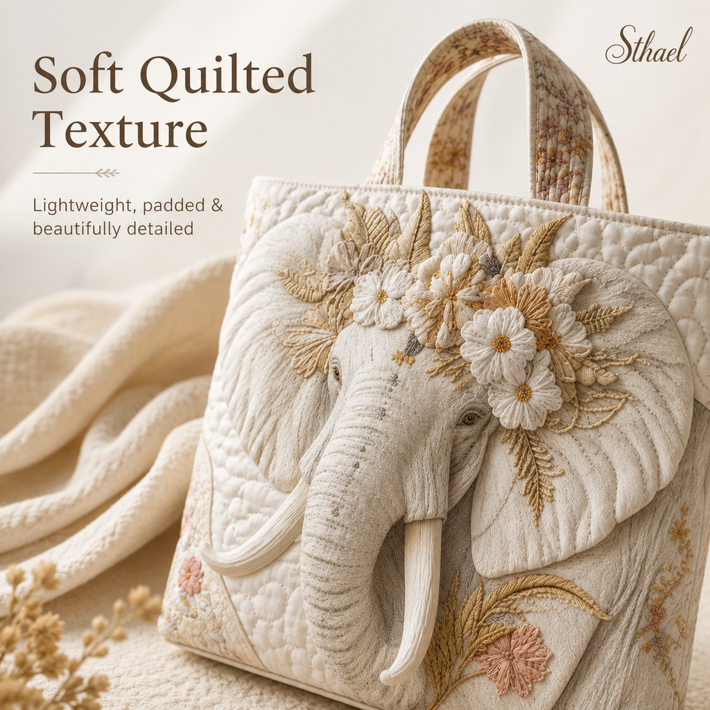 Elephant Quilted Tote Bag