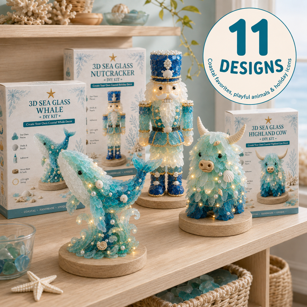 DIY Lighted Sea Glass Art Kit – 11 Designs