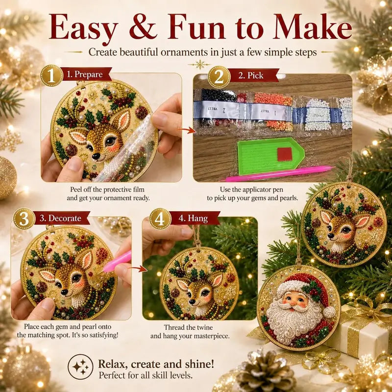 🎁6Pcs Christmas DIY Diamond Painting Ornaments Kit
