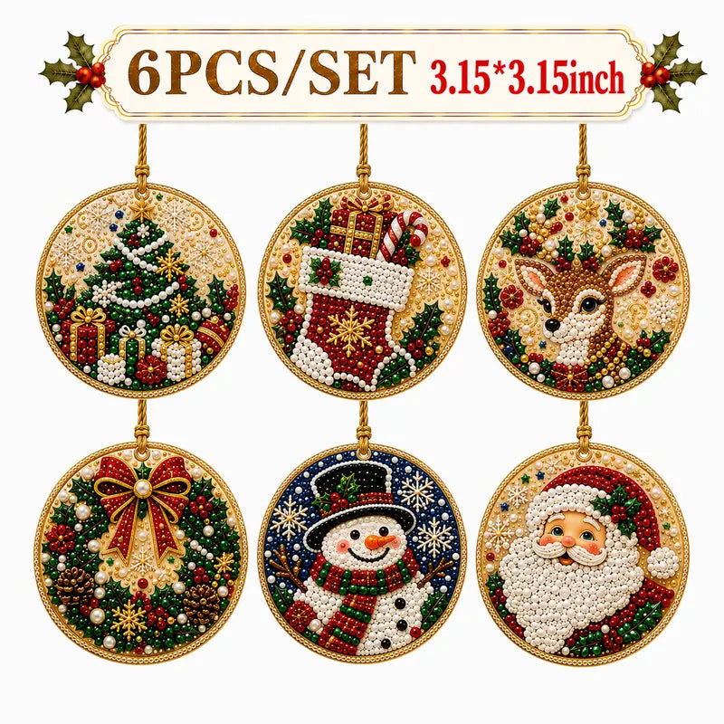 🎁6Pcs Christmas DIY Diamond Painting Ornaments Kit